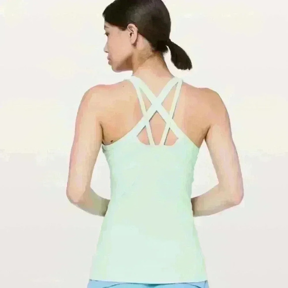 Lululemon Citra Lime Green Rally Your Heart Tank Built In Bra Tank Top Size - Picture 2 of 8